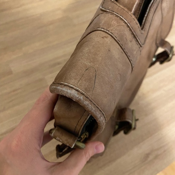 Frye Brown Leather Briefcase Laptop Messenger Bag Distressed - Picture 12 of 15